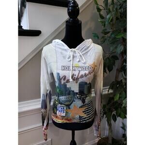 Women's Bookoontush M Hollywood California Graphic Hoodie Long Sleeve Top